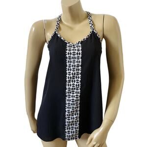 A BYER Womens Size Small Black White Sleeveless Spaghetti Strap Tank Top Shirt
